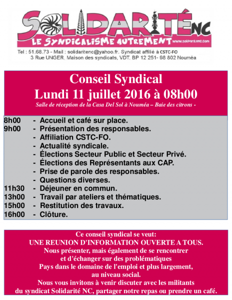 Affiche conseil syndical 11 juillet 2016