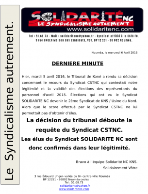 Derniere minute cstnc